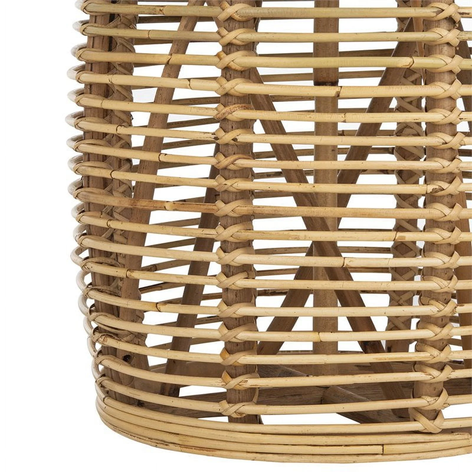 Home Square 18" Round Rattan Accent End Table in Natural - Set of 2