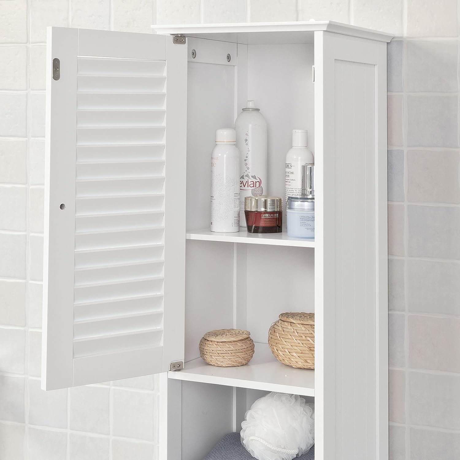 Haotian White Floor Standing Tall Bathroom Storage Cabinet with Shelves and Drawers,Linen Tower Bath Cabinet, Cabinet with Shelf,FRG236-W