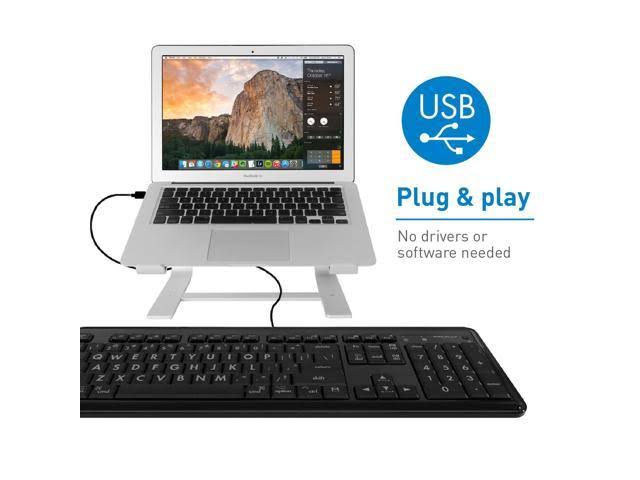 Macally XKEYLEDLP Large Print 7-Color Backlit Full Size USB Keyboard for Mac