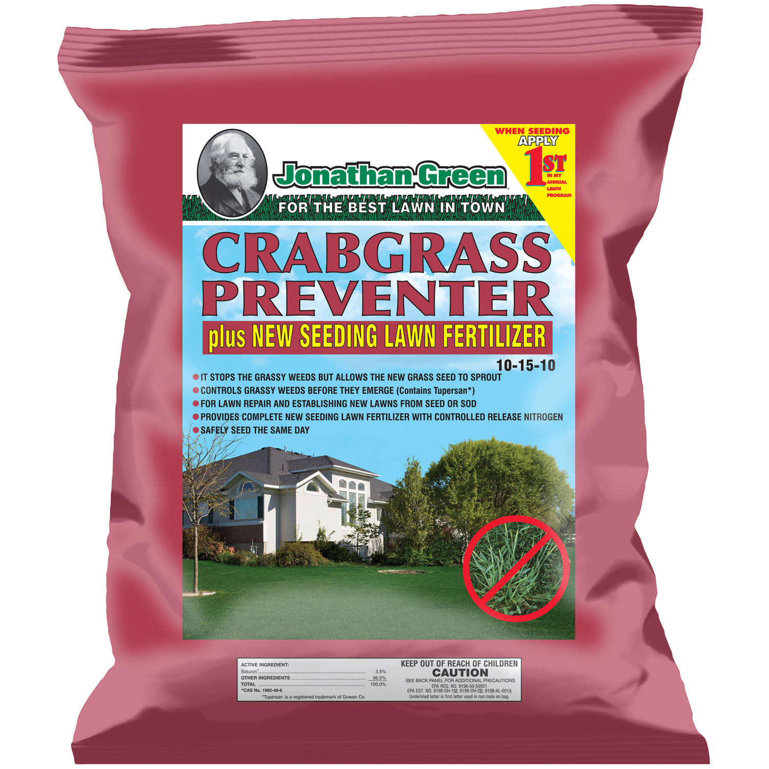 Jonathan Green 10465 Crabgrass Preventer Plus New Seeding Lawn Fertilizer, 15 lbs.