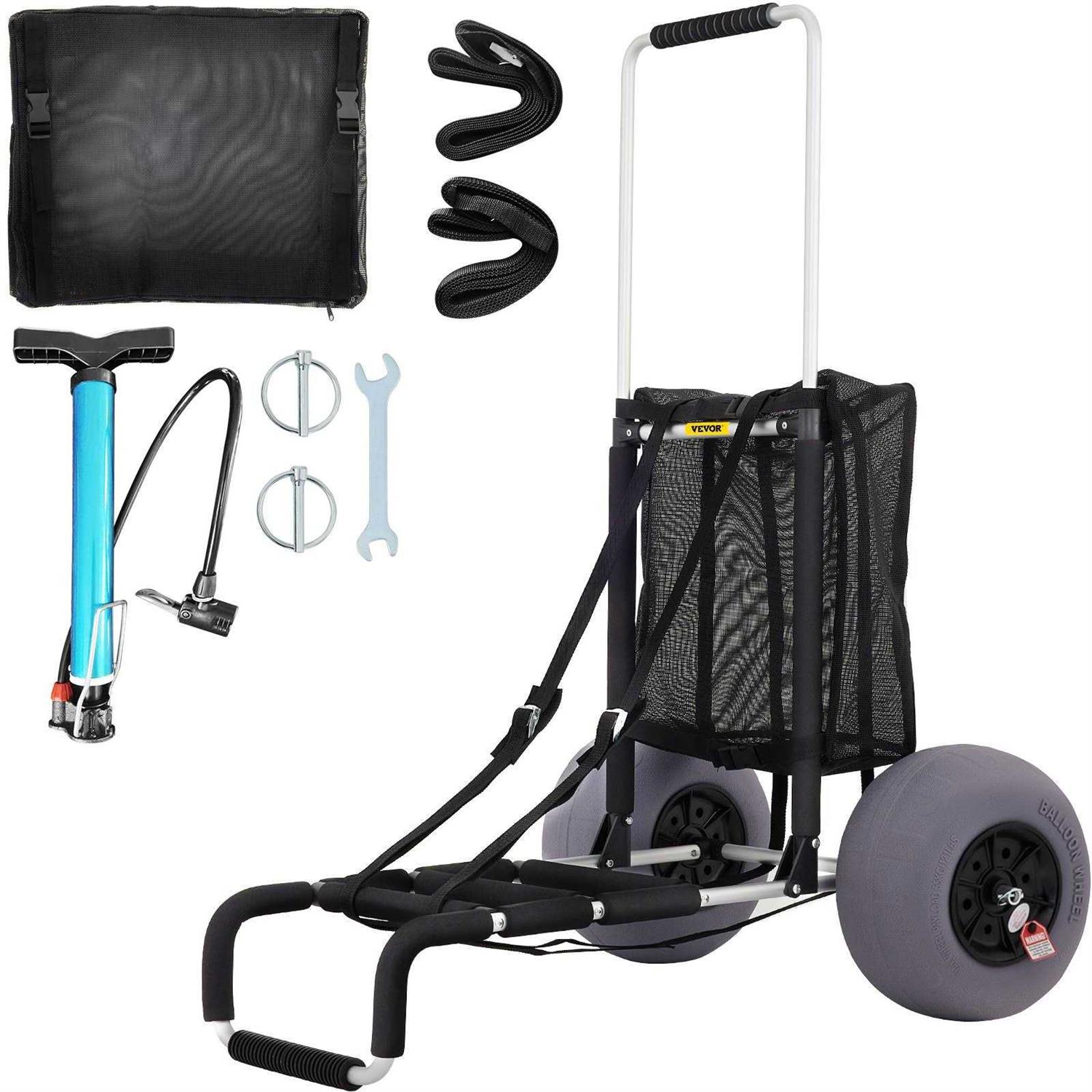 VEVOR Beach Cart Beach Wagon for Sand TPU 58.4 x 38.1cm Deck with Balloon Wheel