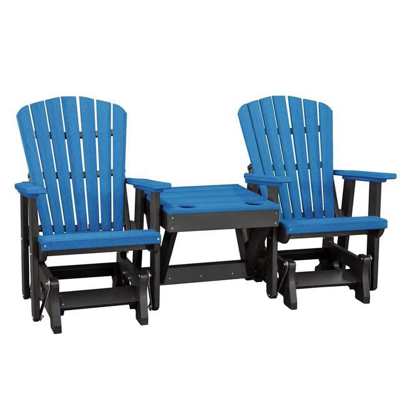 OS Home and Office Furniture Resin Double Glider w/Center Table in Blue/Black