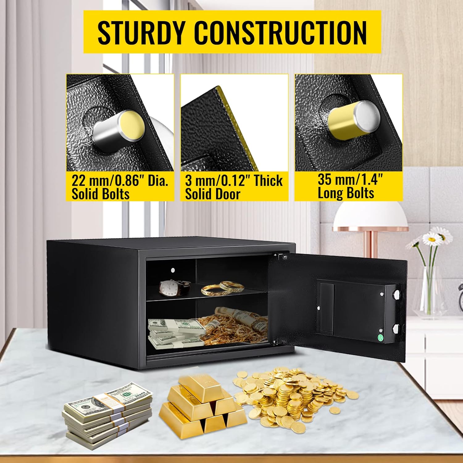 VEVOR Digital Depository Safe 1.7 Cubic Feet Made of Carbon Steel Electronic Code Lock Depository Safe with Deposit Slot with Two Emergency Keys Depository Box for Home Hotel Restaurant and Office