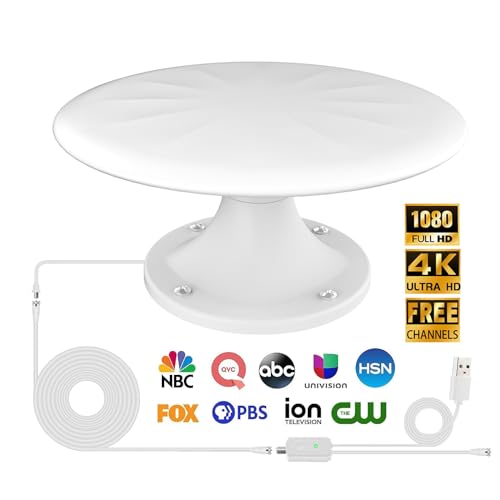 RV TV Antenna for Smart TV Outdoor, 720° Long Range Omni Directional Reception Digital HD Antenna Signal, with Super Signal Booster, 35ft HDTV Cable, for RV/Camping/Attic/Truck/Boat.