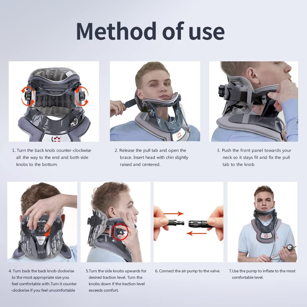 Cervical Neck Traction Device - Neck Pain Relief Device- Stretcher for Home Improved Spine Alignment(Black/Grey)