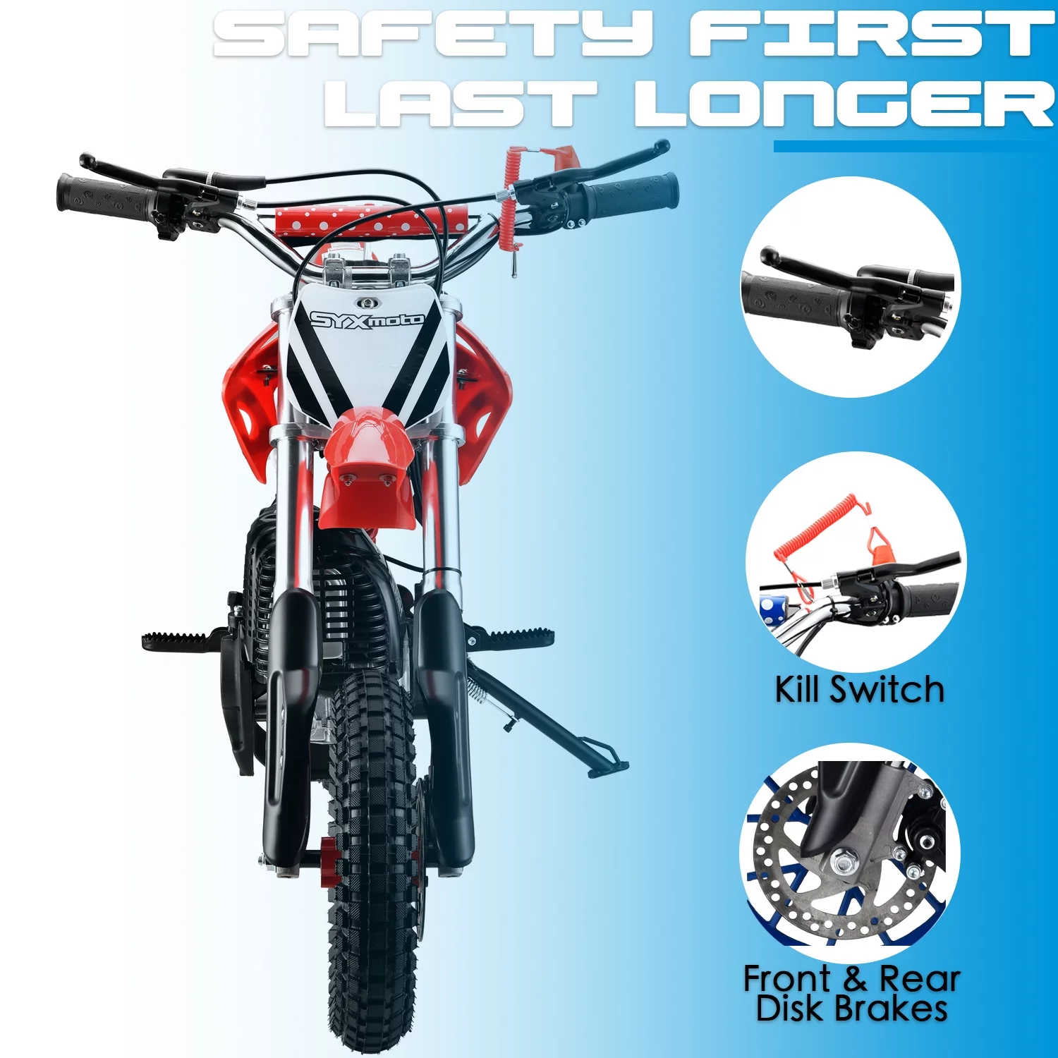 SYX MOTO MT-2 Gas Power 40cc 4 Stroke Kids Dirt Bike, Pull Start, Red, Brand New - Curated Treasures Market