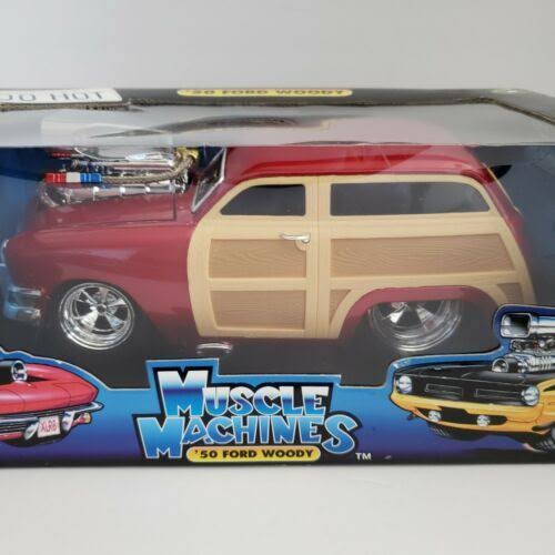 Muscle Machines 1950 Red Ford Woody Wagon 1:18 Scale Die Cast Too Hot New in Box