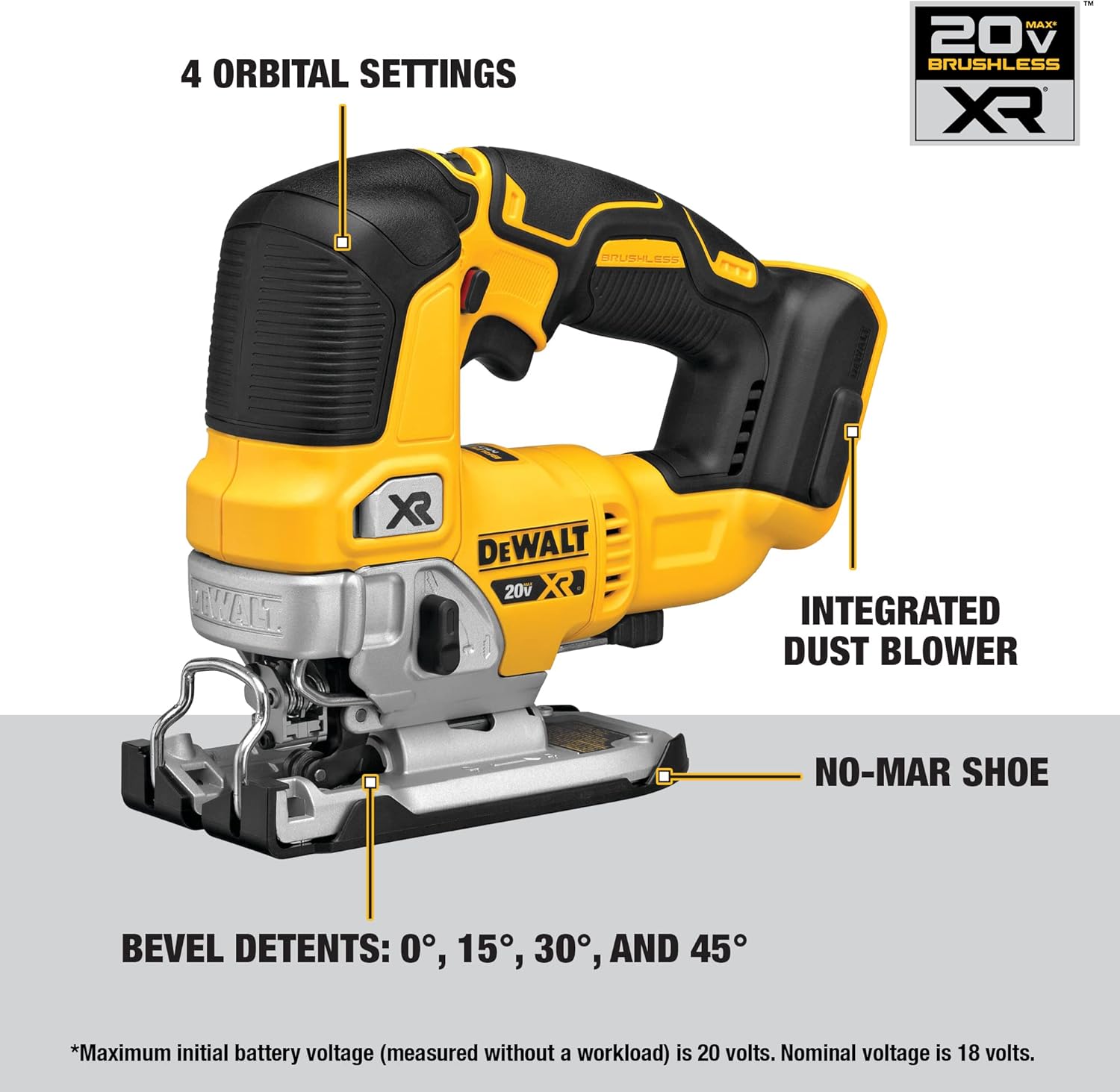 DEWALT 20V MAX XR Jig Saw, Tool Only (DCS334B)