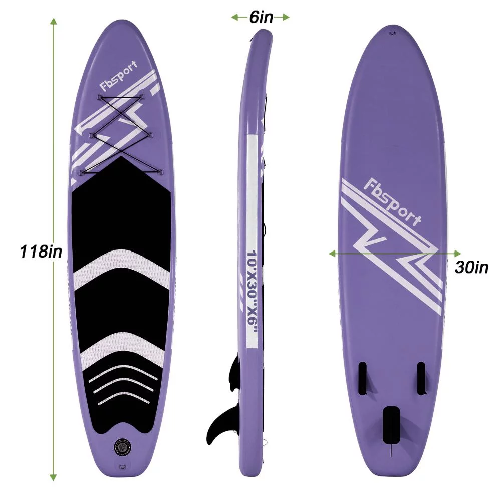 FBSPORT Inflatable Paddle Board, Stand UP Inflatable Surfboard iSUP with Pump 10.6ft Length(Purple)