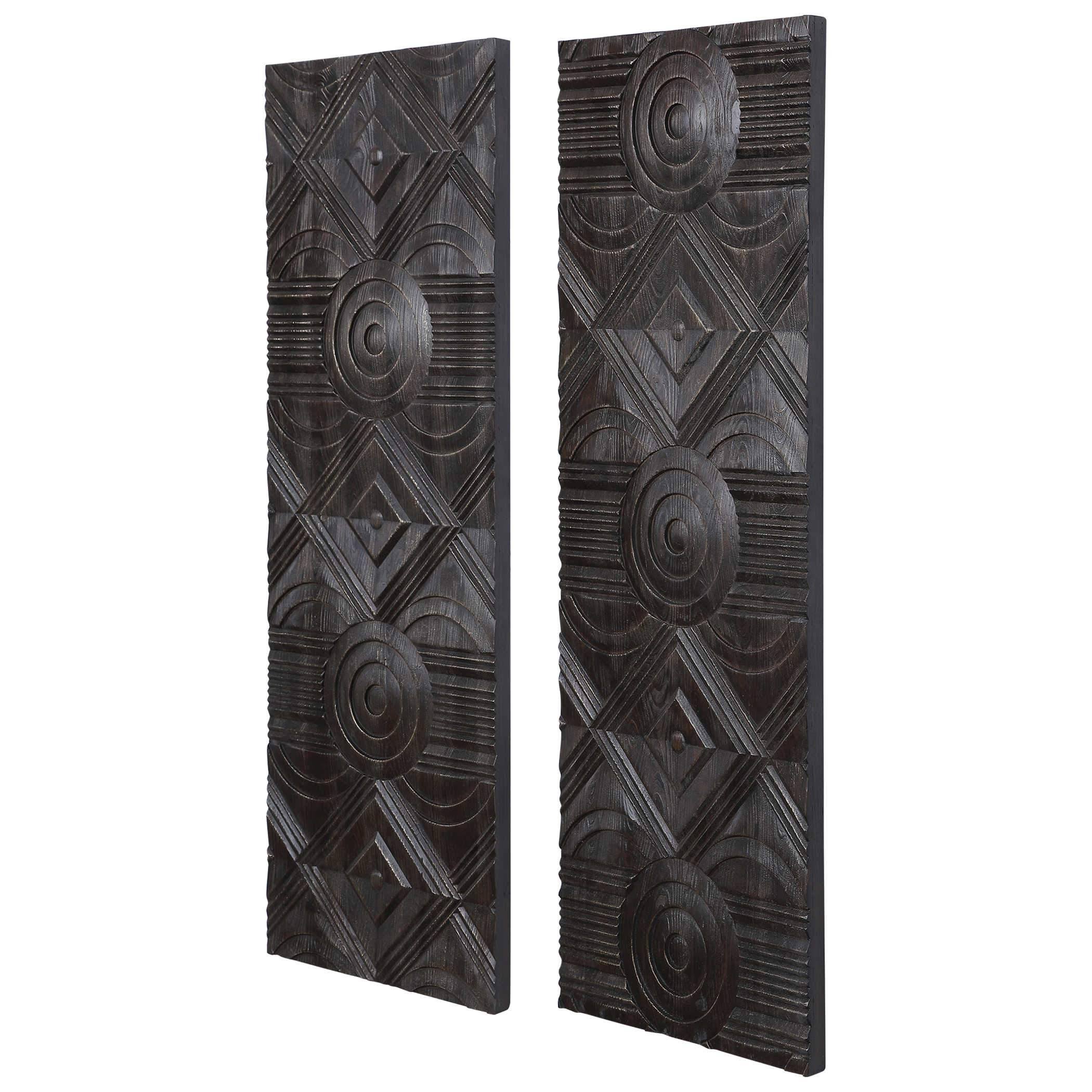 Uttermost 04199 Asuka Carved Wood Wall Panels - Set of 2