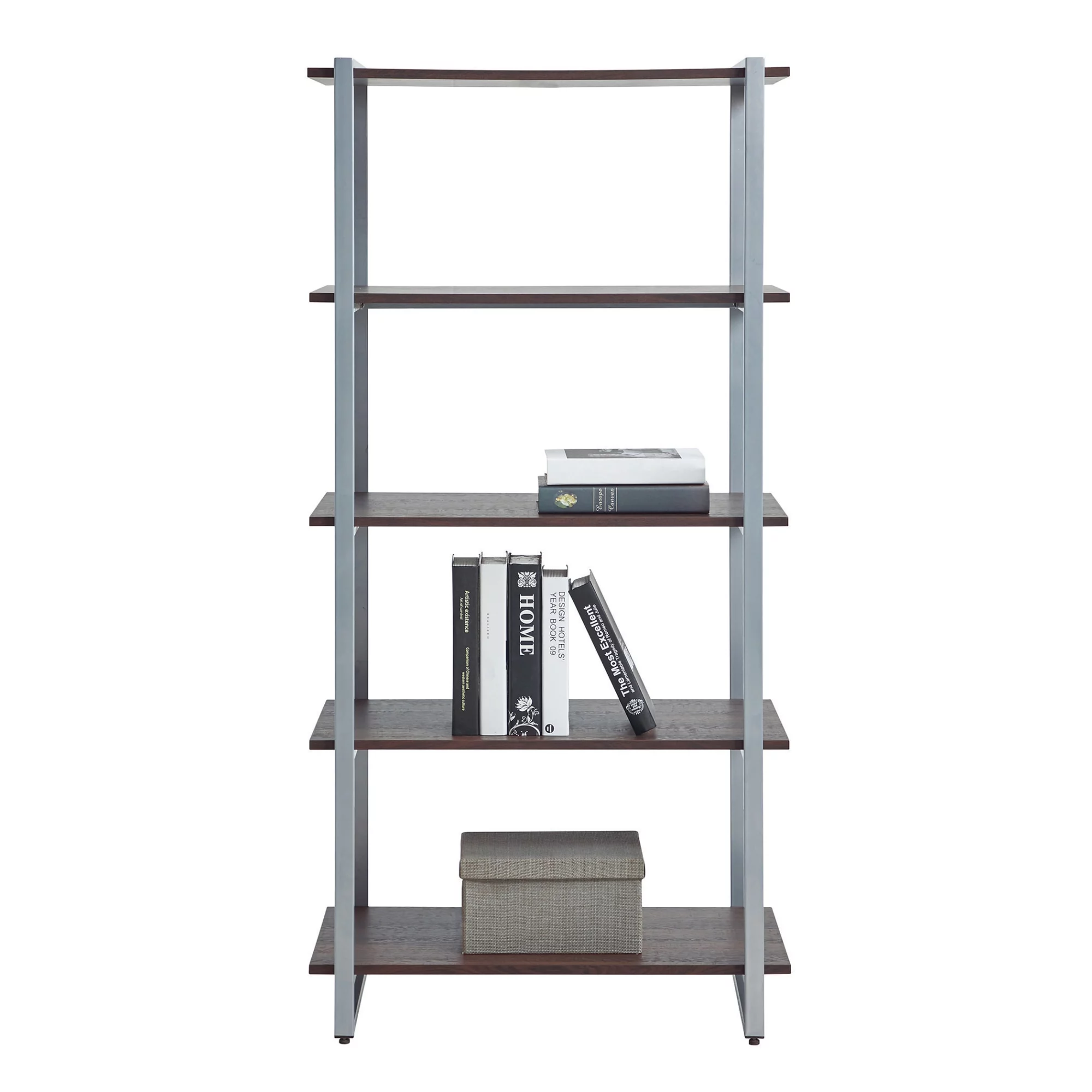 Realspace® Trezza 60"H 4-Shelf Bookcase, Warm Walnut