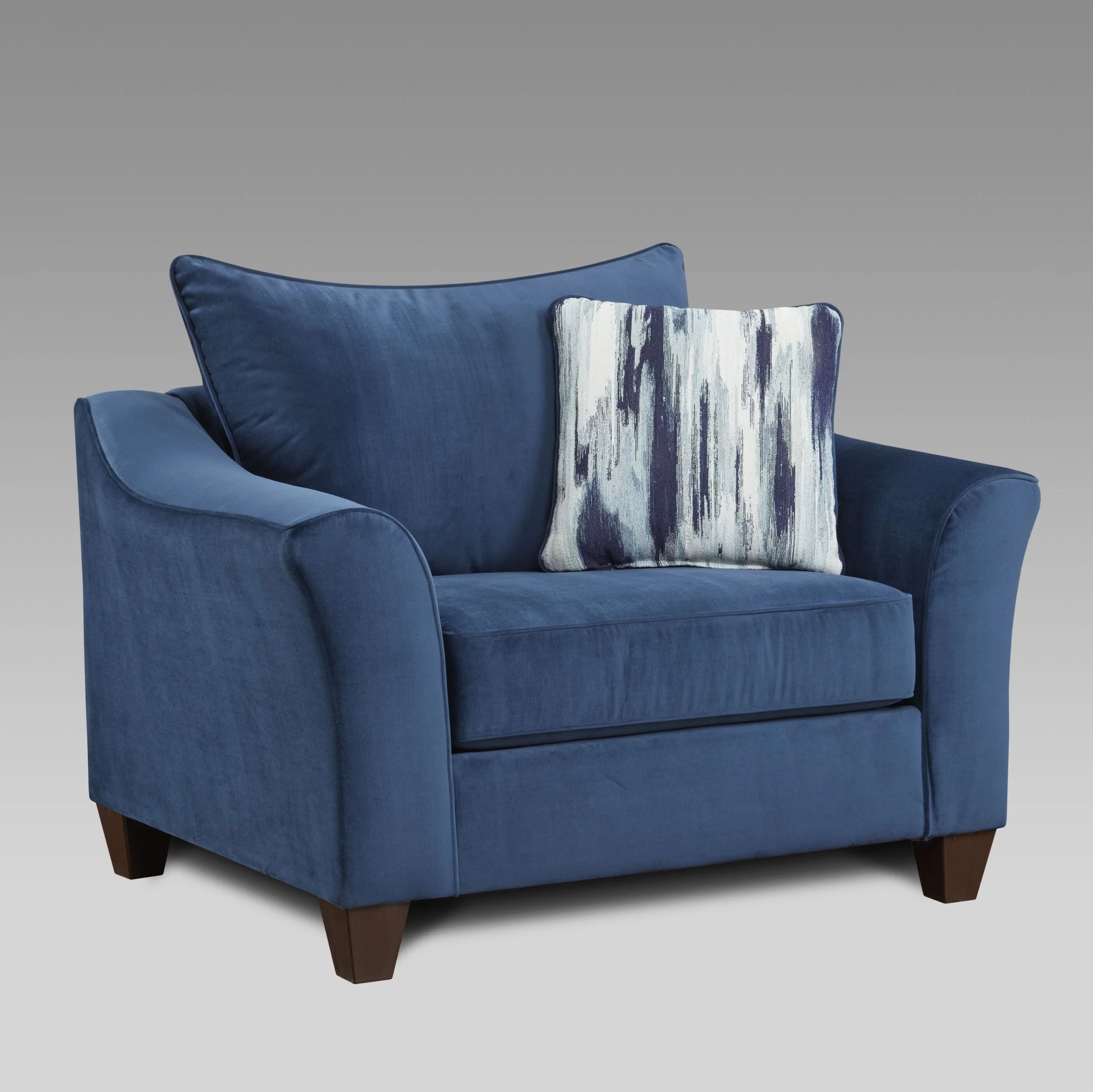 Roundhill Furniture Camero Pillowback 3-Piece Sofa Set, Fabric, Navy Blue