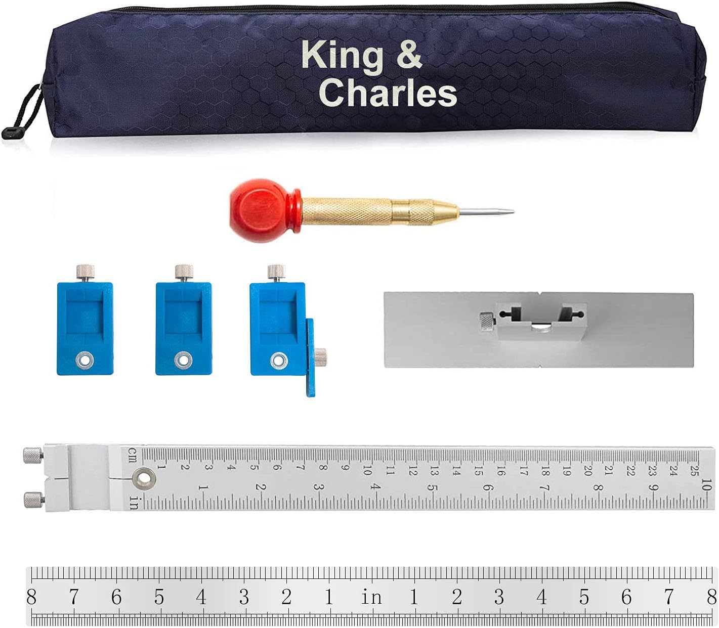 King&Charles Cabinet Hardware Jig, Aluminum Alloy Cabinet Handle Jig - Cabinet jig for handles and pulls, Drill Guide Sleeve Drawer Pull Jig Tool for Cabinet Knobs Pulls.