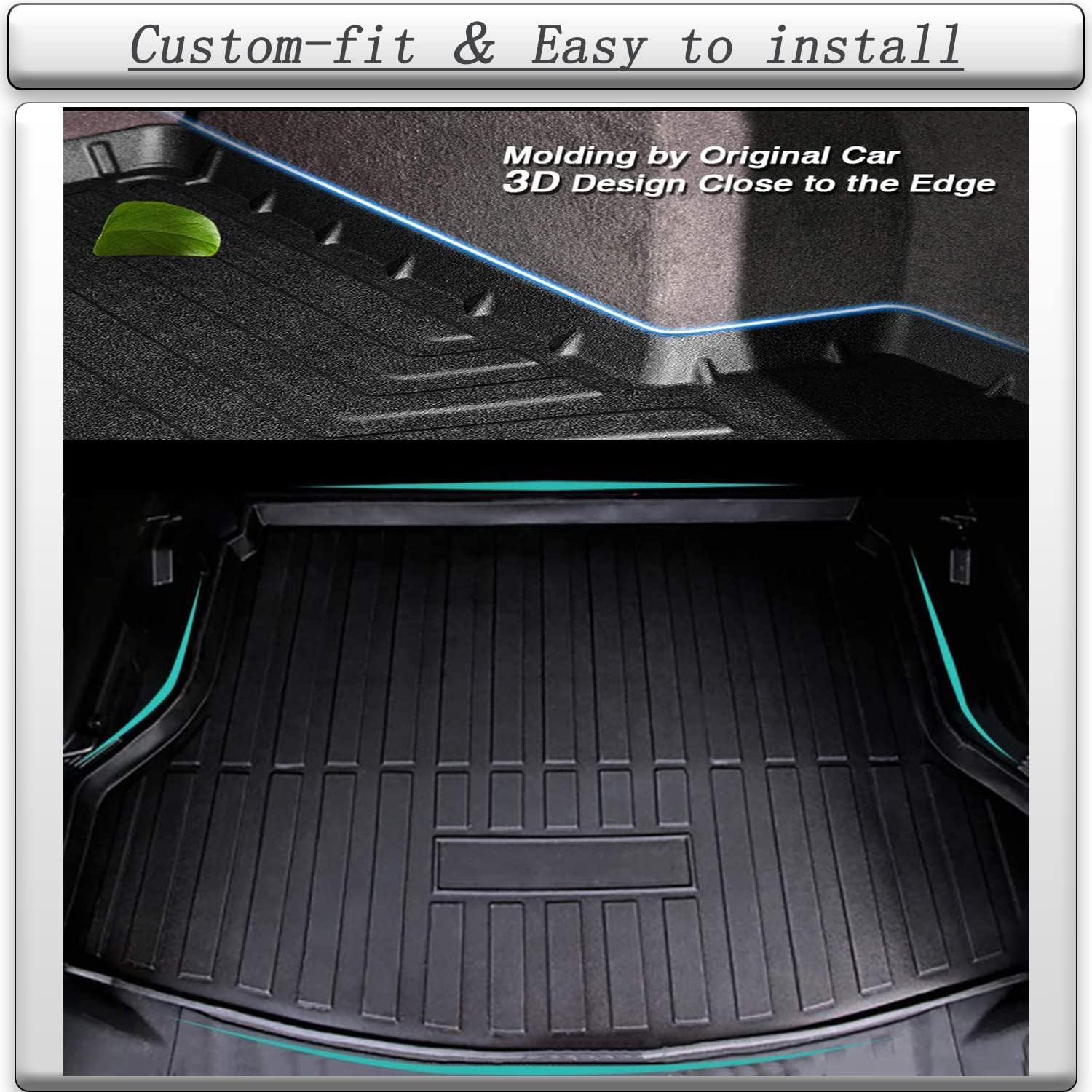 Escape Cargo Liners - All Weather Rear Trunk Tray Cargo Mats Protector Custom Fit for Ford Escape, 3D Tech Waterproof Durable Odorless Flexible TPO Accessories, Compatible with Escape 2020-2021 2022