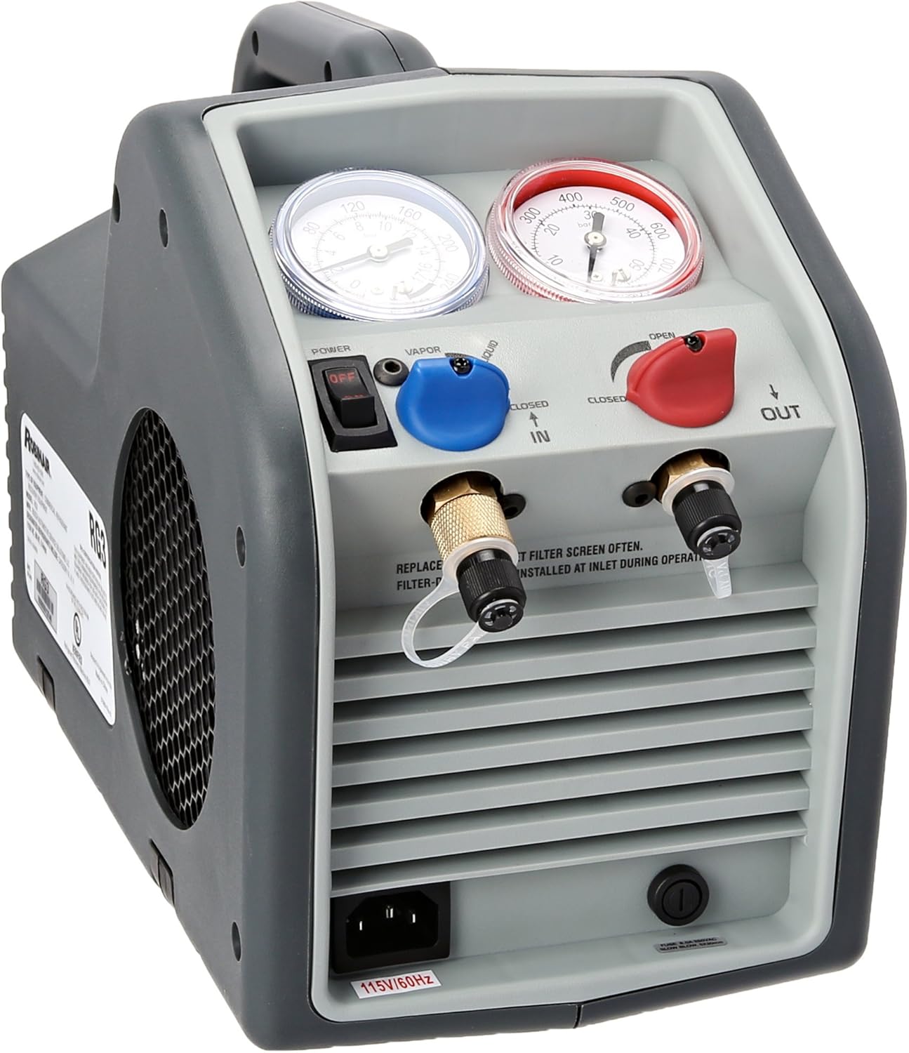 Robinair (RG3 Portable Refrigerant Recovery Machine – 115V, 60Hz, for Both Liquid and Vapor Refrigerant, White