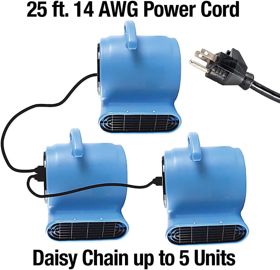 EZ-FLO / 3 1/3 HP Air Mover for Water Damage Restoration Carpet Dryer, Blue