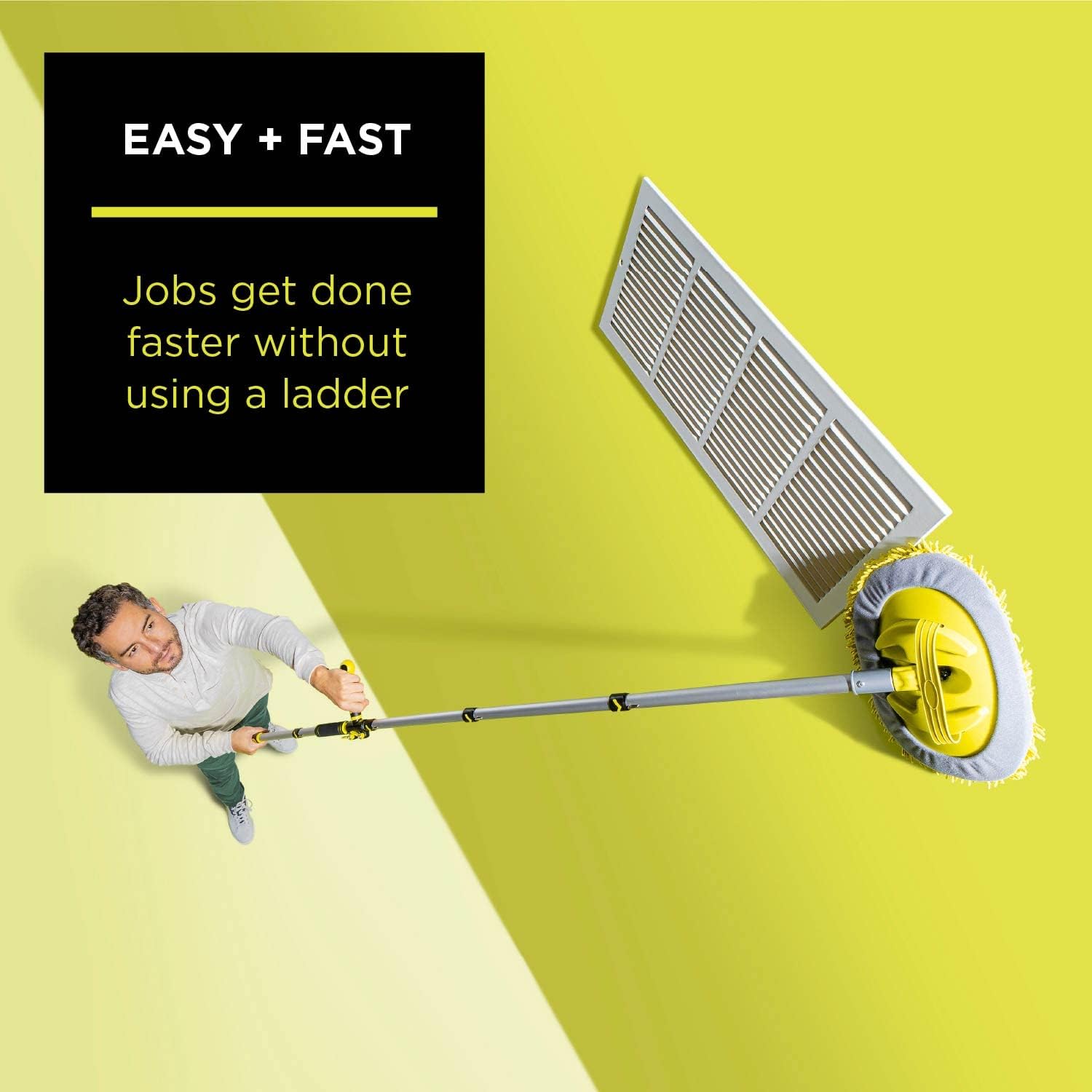 DocaPole Wall Duster with 6-24 Foot Extension Pole: Includes Telescoping Pole and Chenille Microfiber Cleaning Head for Use as Baseboard Cleaner, Wall Duster, and on High Reach Ceilings