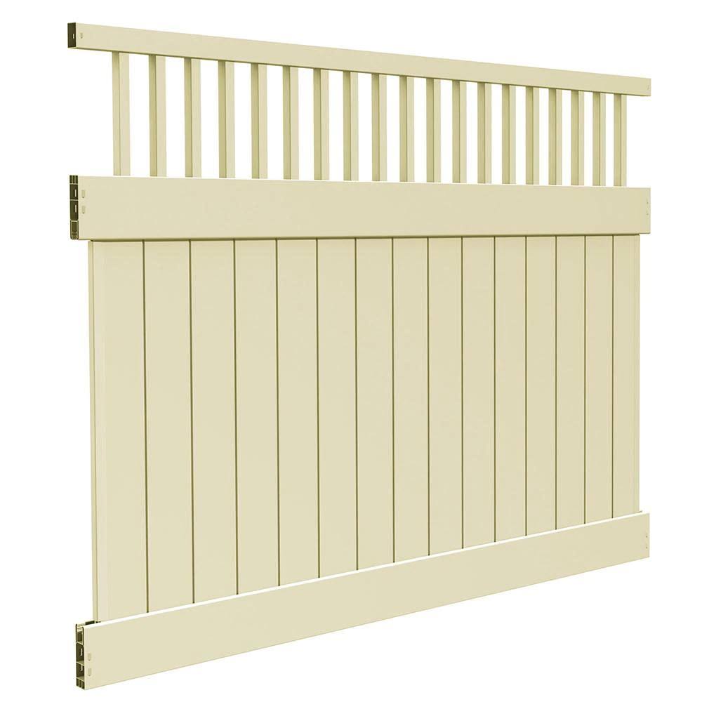 Ranier 6 ft. x 8 ft. Sand Vinyl Closed Picket Top Fence Panel