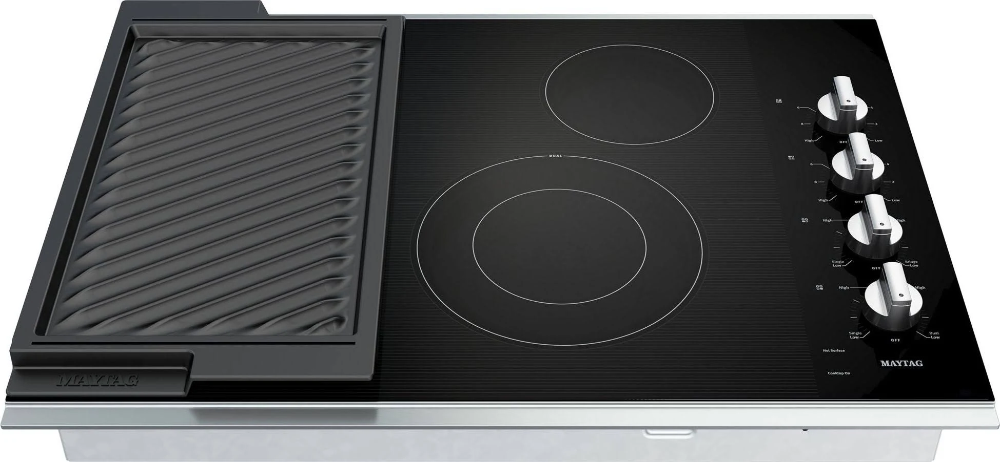 Maytag MEC8830HS 30-Inch Electric Cooktop with Reversible Grill and Griddle Stainless Steel