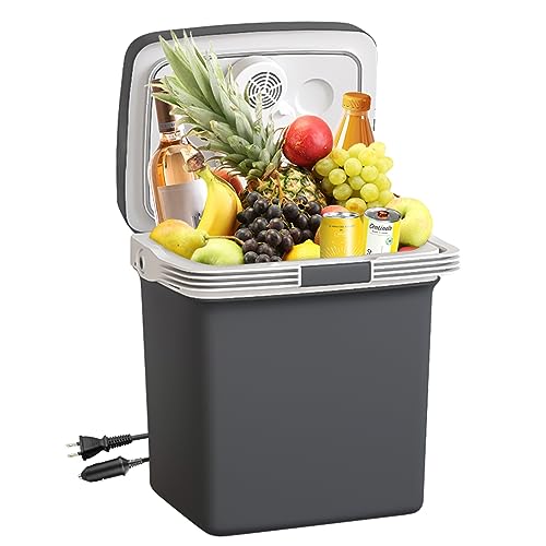 TREFAN Electric Cooler & Warmer 28 Quarts/26L Car Refrigerator 12V Car Coolers for Travel Plug in, Electric Coolers for Vehicles Truck AC/DC, Portable Refrigerator for Car, Camping, RV, Van, Boat