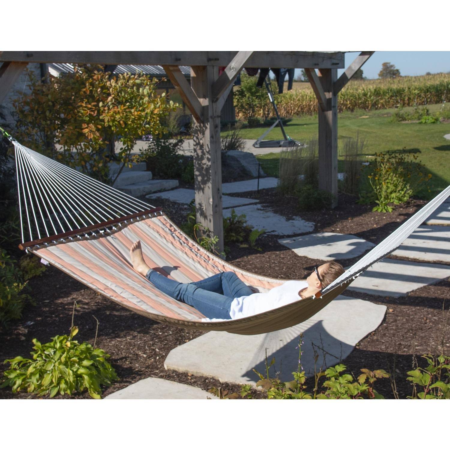 Vivere Double Sunbrella Quilted Hammock in Cameo