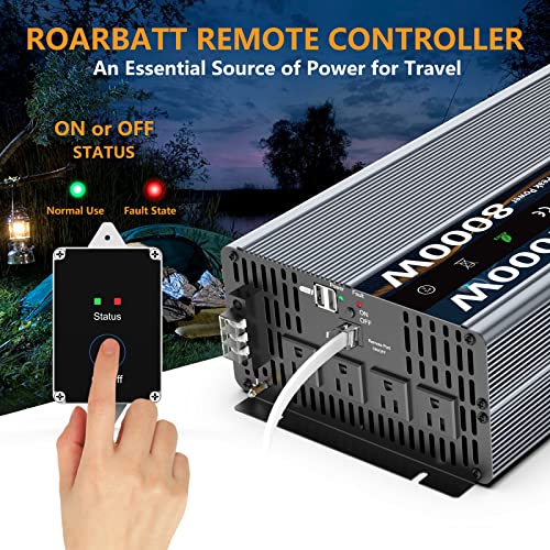 Pure Sine Wave Power Inverter 12V DC to AC 110V 120V Peak Power with Remote Control 4 AC Outlets,Dual USB Port,LED Display AC Terminal Blocks for Power Inverter Truck RV Car Solar System