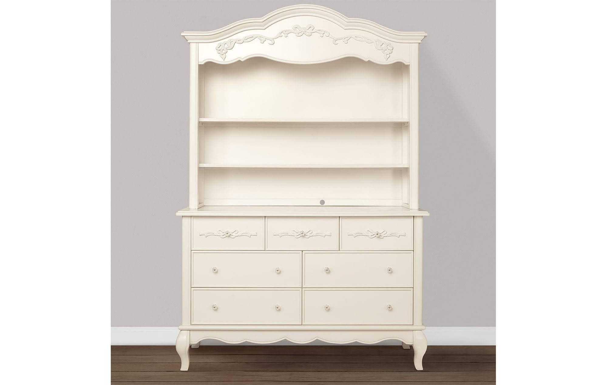 Evolur Aurora Hutch/ Bookcase in Ivory Lace