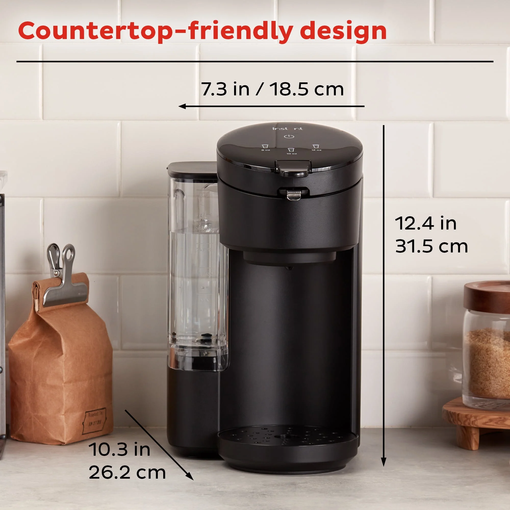 Instant Solo Café 2-in-1 Single Serve Coffee Maker for K-Cup Pods and Ground Coffee, Black