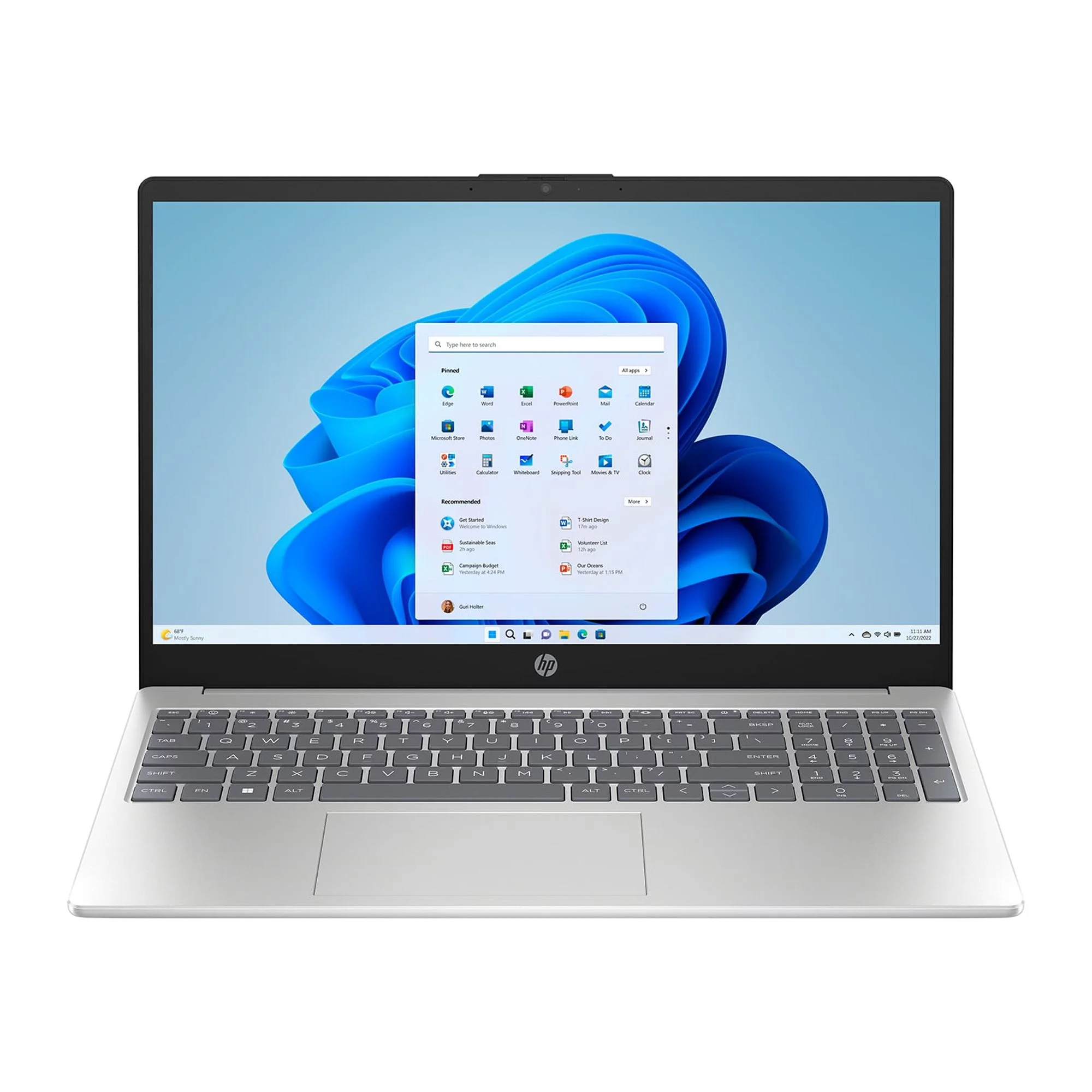 HP 15.6" Laptop, Intel Processor N200 (Pentium), 4GB RAM, 128GB UFS, Natural Silver, Windows 11 Home in S Mode, 15-fd0081wm