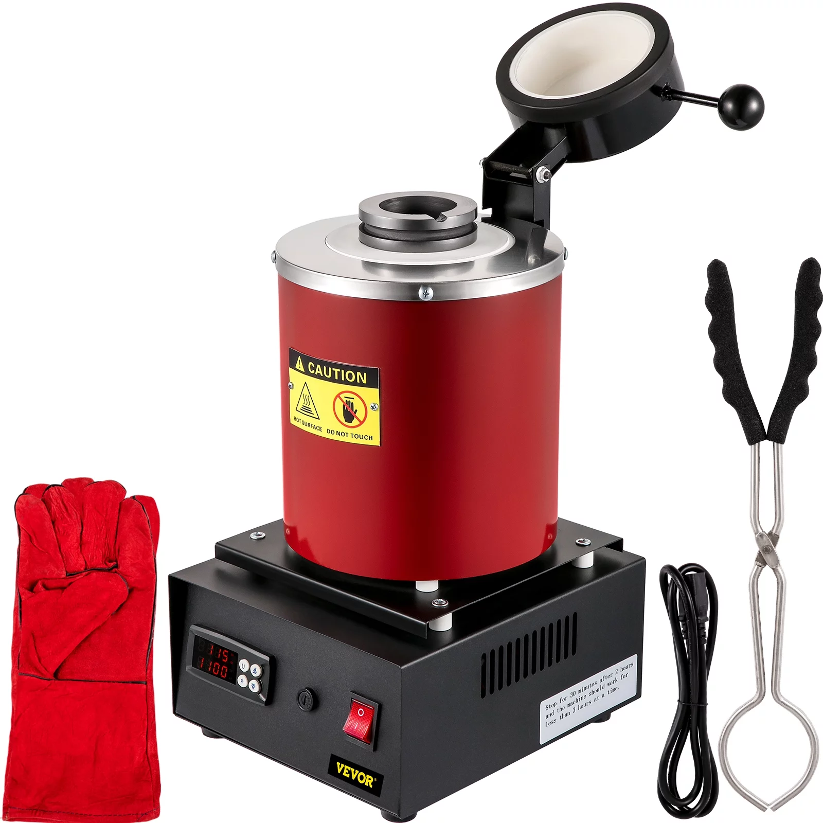 VEVOR Electric Melting Furnace, 3kg Digital Electric Melting Furnace, 1750w 1150℃/2102 ℉ Gold Smelter Furnace W/ Graphite Crucible Casting Refining Jewelry Precious Metals Gold Silver Copper Aluminum - Curated Treasures Market