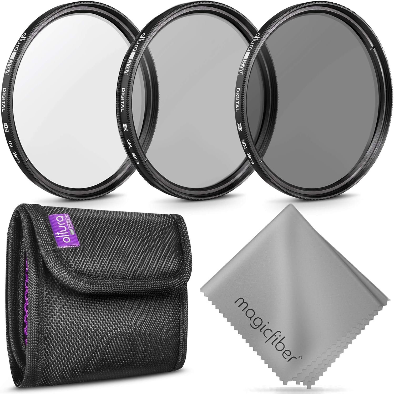 95MM Lens Filter Kit by Altura Photo, Includes 95MM ND Filter, 95MM CPL Filter, 95MM UV Filter, (UV, Polarizer Filter, Neutral Density ND4) for Camera Lens w 95MM Filter + Lens Filter Case