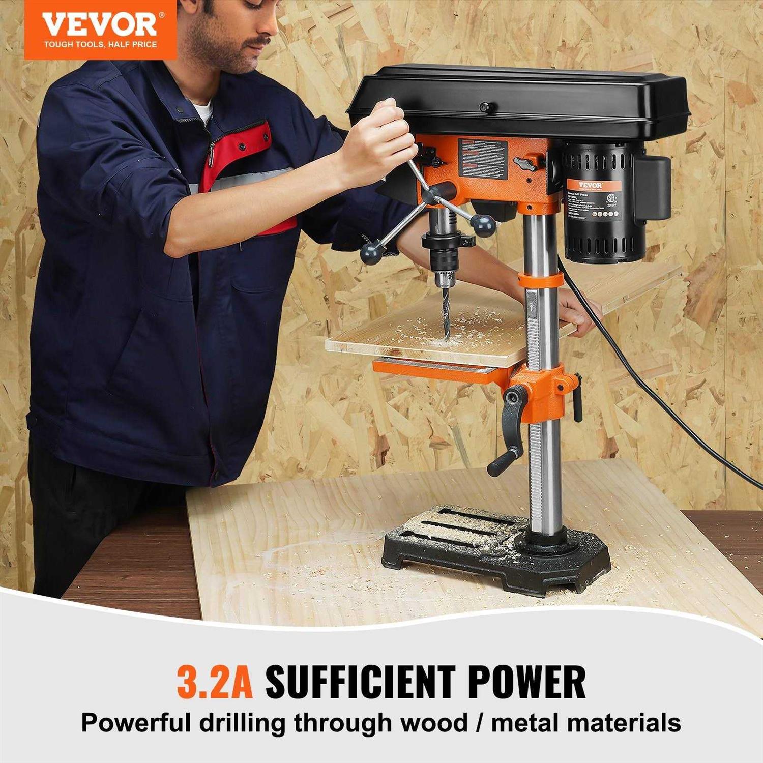 VEVOR 10 in Benchtop Drill Press 3.2 Amp 120V 5-Speed Cast Iron Bench Drill Press - Shop Hardware Tools Online Store