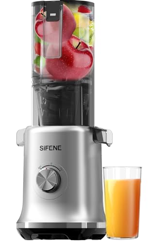 Whole Fruits Cold Press Juicer Machines, 4.3-inch (110mm) Powerful Wide Mouth Slow Masticating Juicer