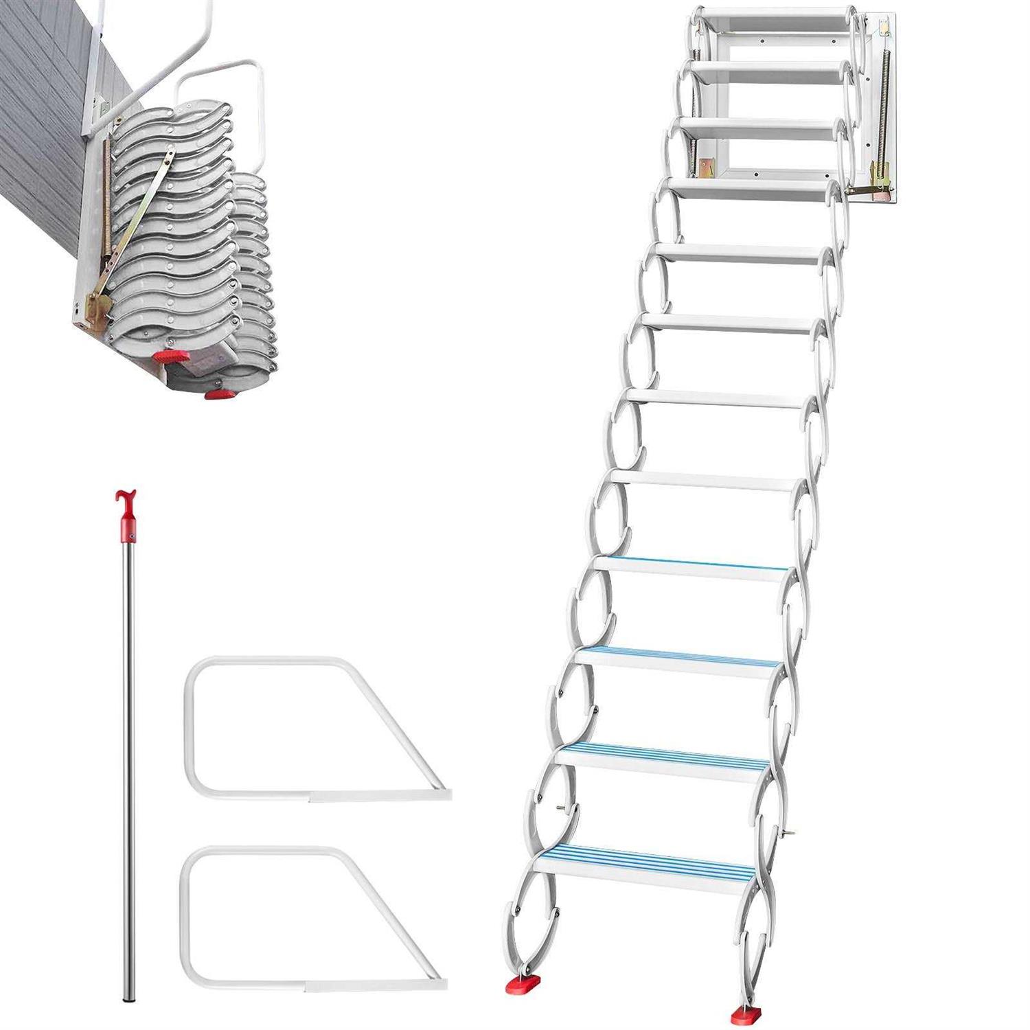 VEVOR Attic Steps Pull Down 12 Steps Attic Stairs Alloy Attic Access Ladder - Shop Hardware Tools Online Store