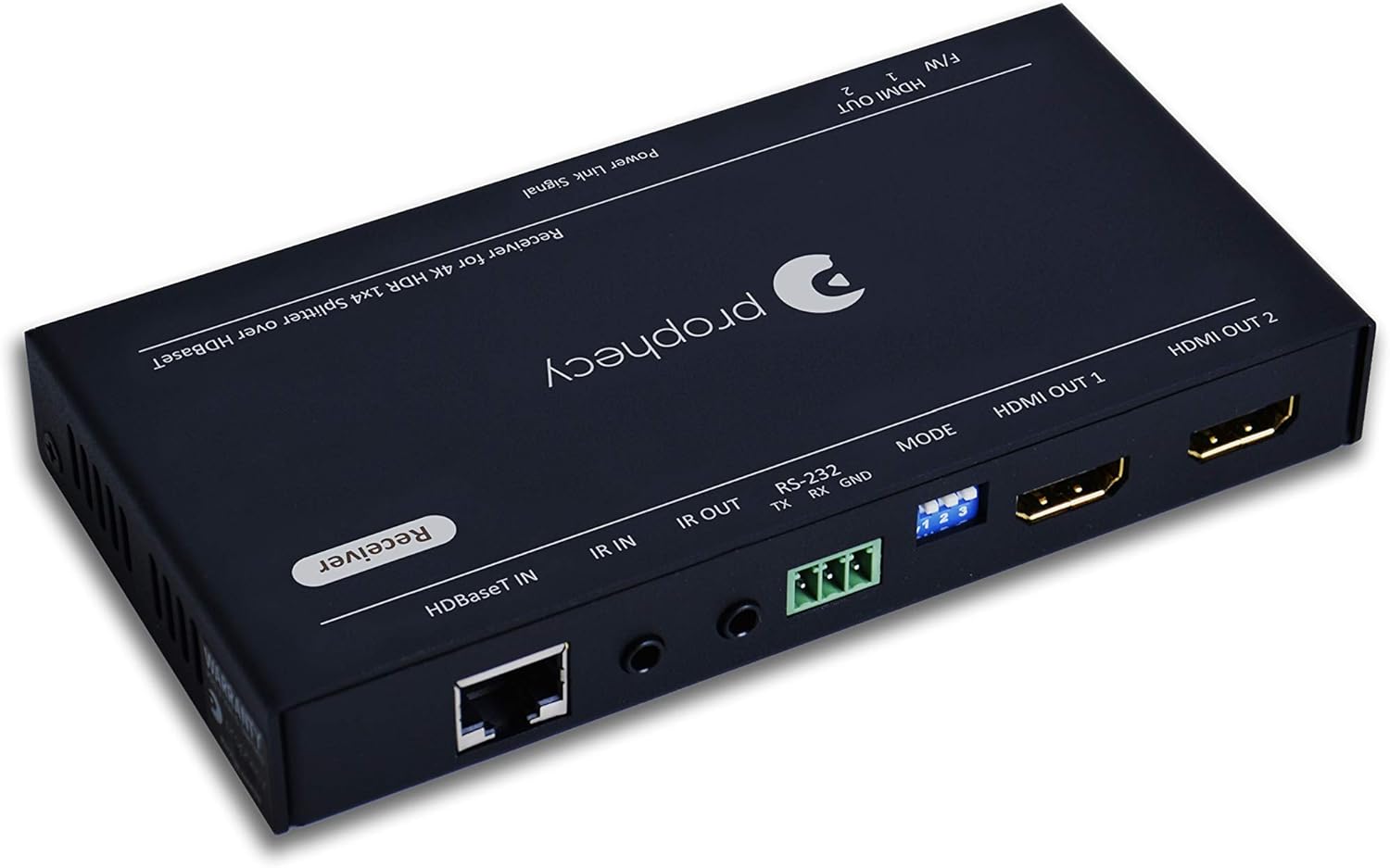 gofanco Prophecy 1x2 HDMI Extender Splitter Full HD 1080p Over Cat5e/Cat6/Cat7 Ethernet Cable with HDMI Loopout - Up to 50m/165ft - EDID Management, Bi-Directional IR Remote Control (1 in 2 Out)
