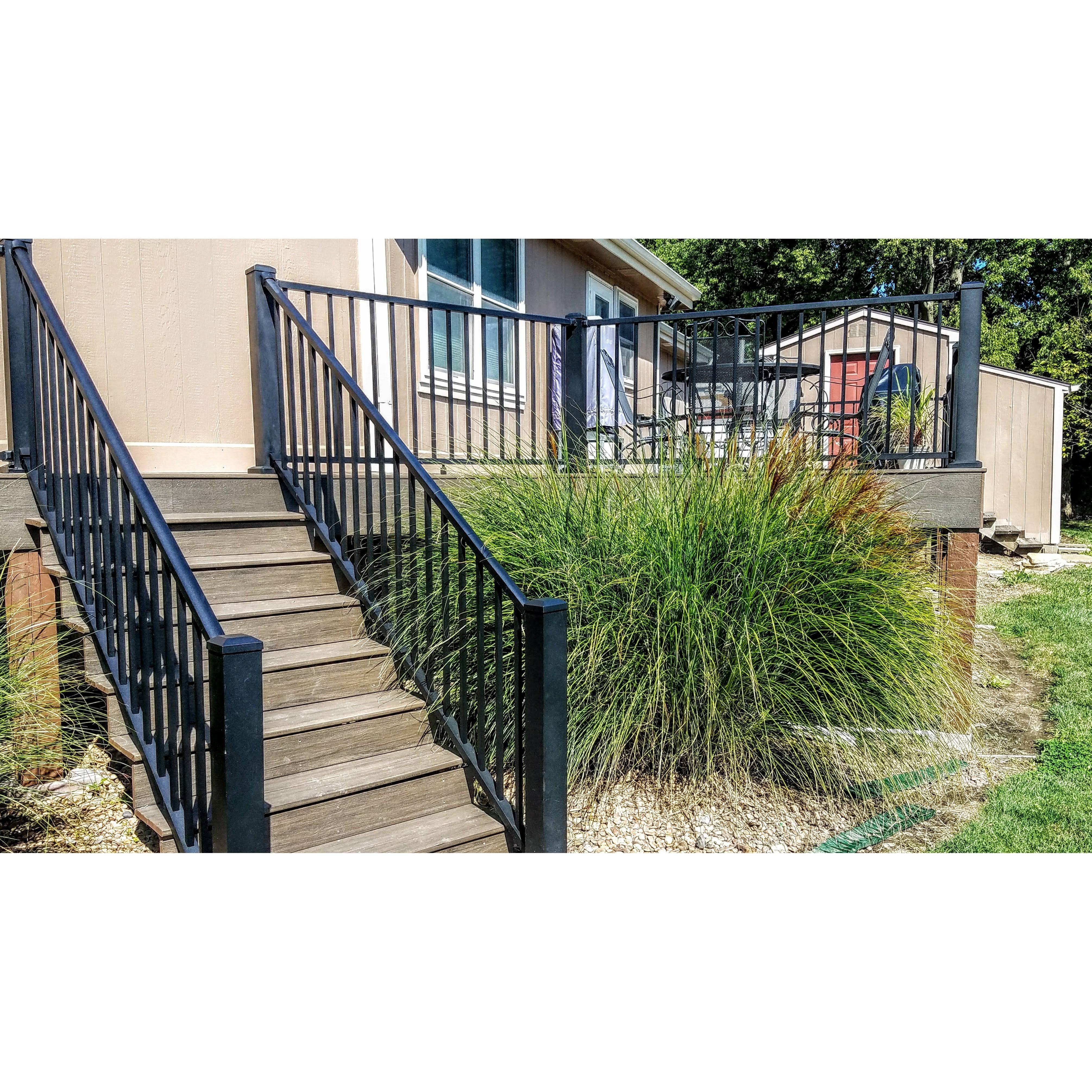 Westbury Tuscany 8 ft. x 36 in. Textured Black Aluminum Rail Kit Stair