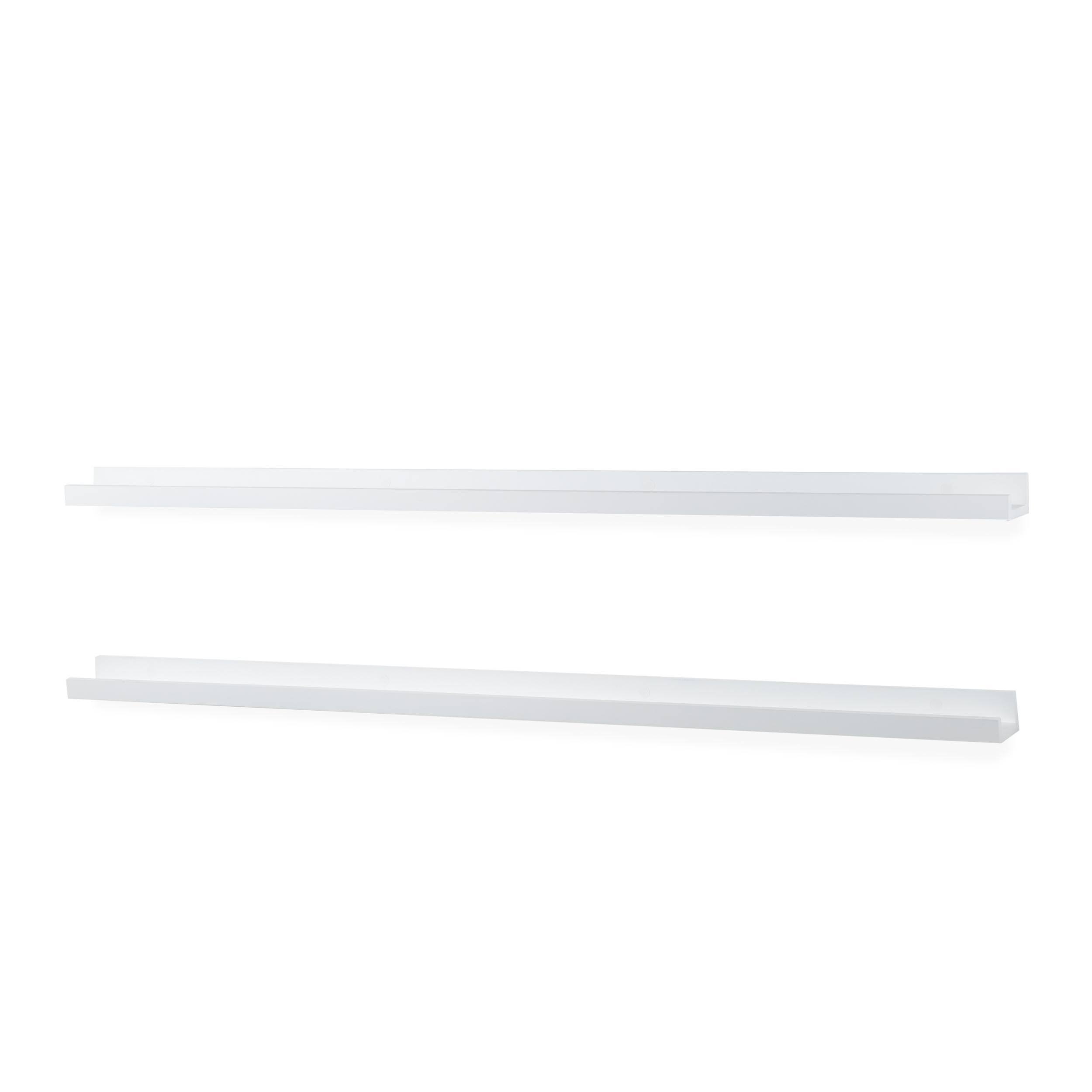 Wallniture Denver Modern Wall Mount Floating Shelves - Long Narrow Picture Ledge - 60 inch White Set of 2 Mounting Hardware Incl