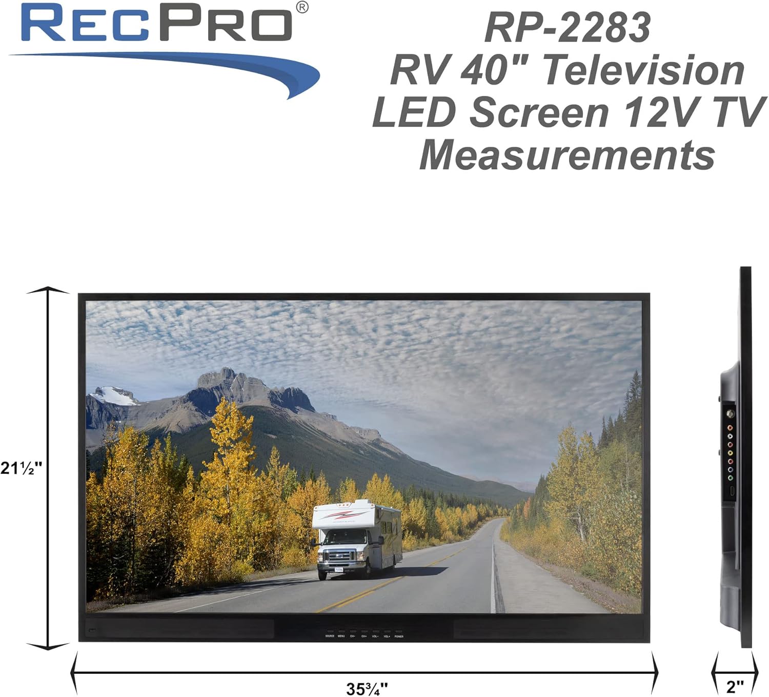 RecPro RV TV 40" Smart TV | 1080p HD | 12V DC | 2X HDMI Ports | Built-in Tuner for Local Stations