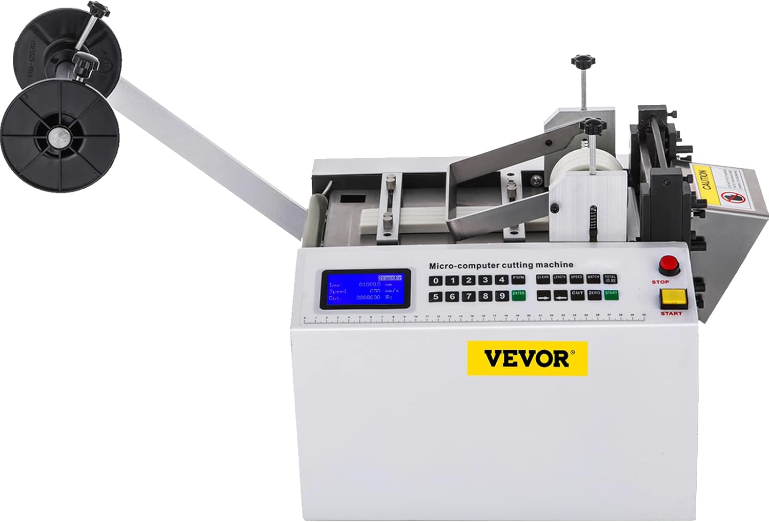 Mophorn Automatic Heat-Shrink Tube Cutting Machine 250W YS100 Tube Cable Pipe Cutter Precise Efficient Tube Cable Pipe Cutter Cutting Machine for Sleeve, Rubber/Plastic Tube, Small Wire, Sheet, Film