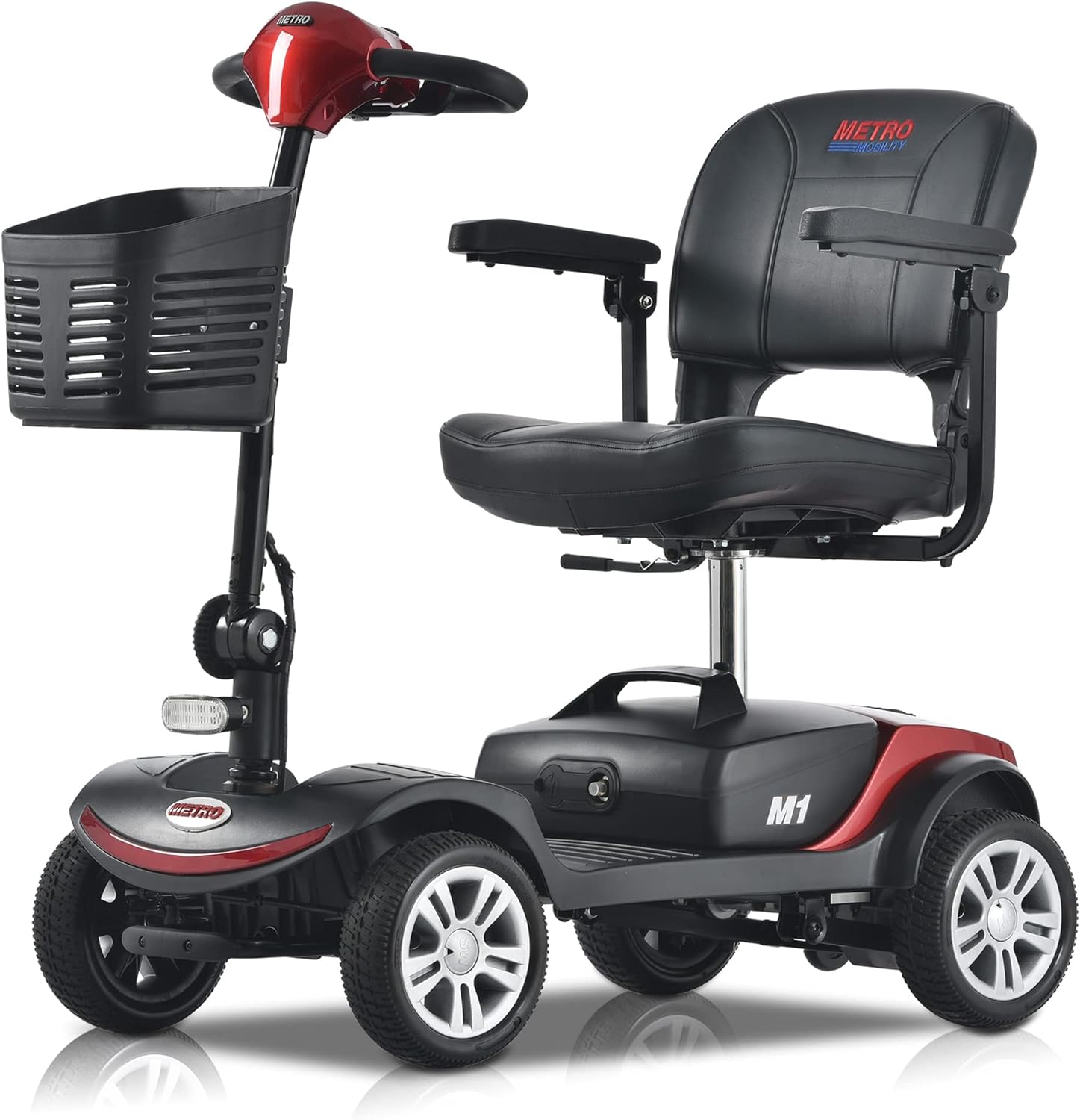 Metro Mobility 4 Wheel Electric Powered Mobility Scooter Compact Travel Lightweight Scooter for Travel,Adults,300 lbs Max Weight,10 Miles Range,Adjustable Seat,Storage Basket,Electromagnetic Braking