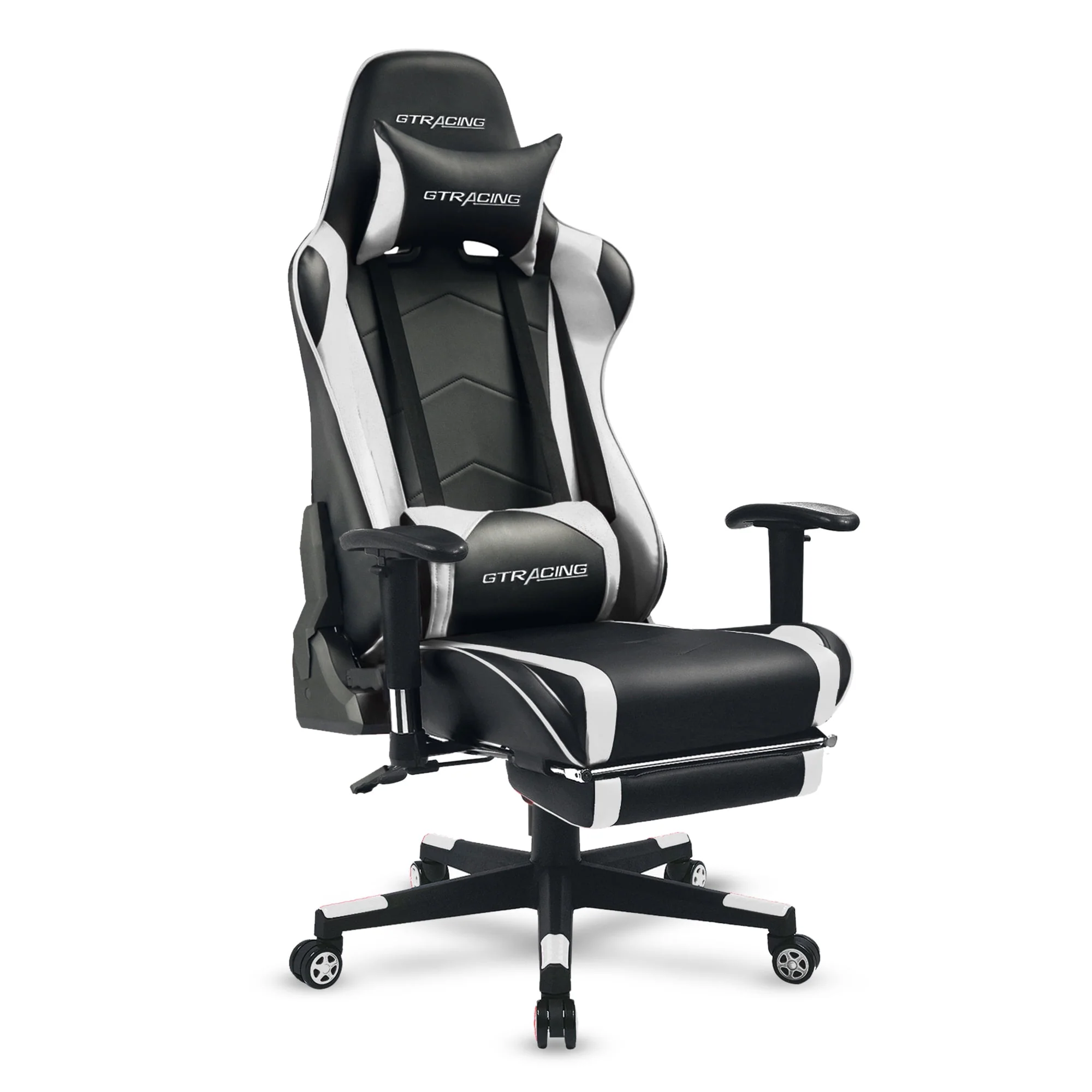 GTRACING Gaming Chair Office Chair PU Leather with Footrest & Adjustable Headrest, Red