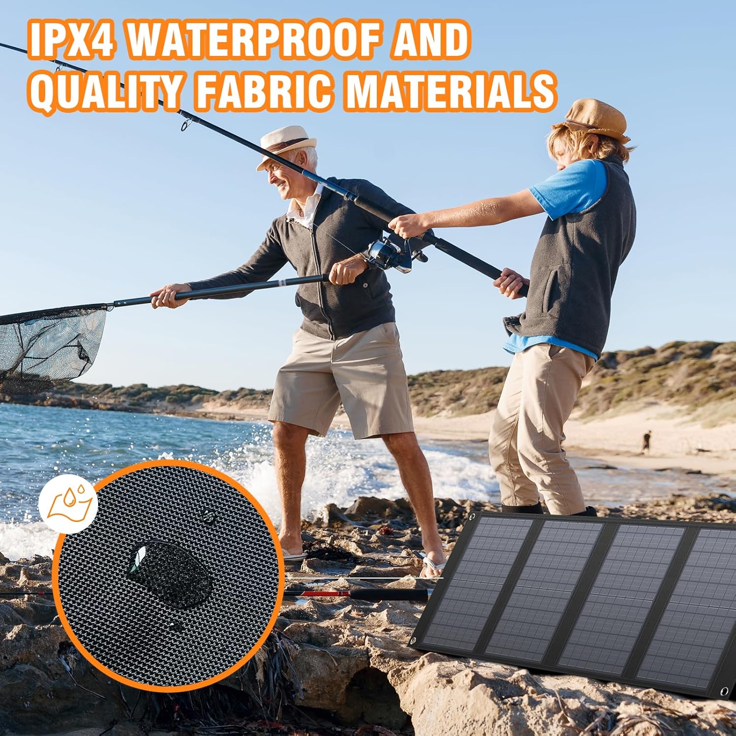 Portable Power Bank with AC Outlet 65W 110V External Battery Pack, 24000mAh Portable Laptop Charger with 40W Foldable Solar Panel Power Supply for Outdoor Camping Home Use Traveling RV Trip Off Grid
