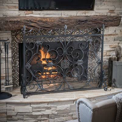 Allon Iron Fireplace Screen Fleur De Lis Living Finish: Black