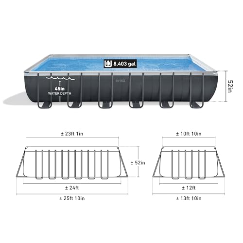 Intex 18' x 9' x 52" Ultra XTR Rectangular Frame Swimming Pool Set with Pump - Above Ground Backyard Large Rectangle Pool with 45-Inch Deep Water