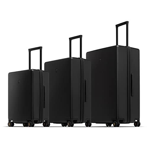 LEVEL8 Hard Shell Carry on Luggage Airline Approved, Carry-on Suitcases with Wheels, Lightweight Luminous Textured Hardside Travel Bag with Tsa Lock, 20 Inch, Black
