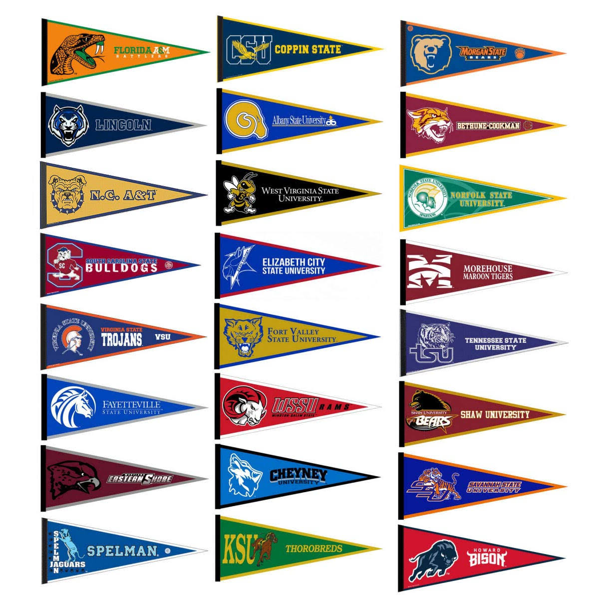 Historically Black HBCU College Pennant Set