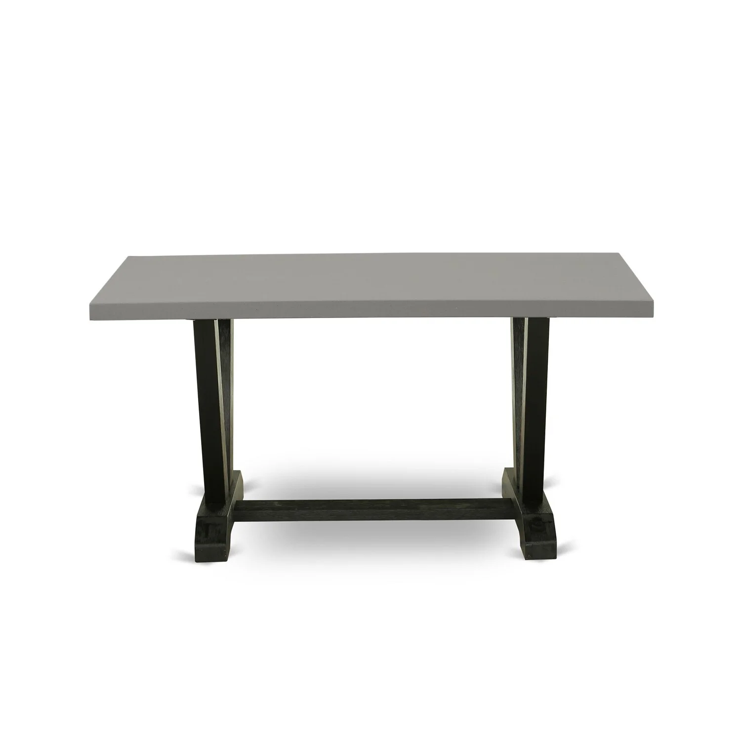 East West Furniture V-Style 6-piece Wood Dining Set with Fabric Seat in Gray