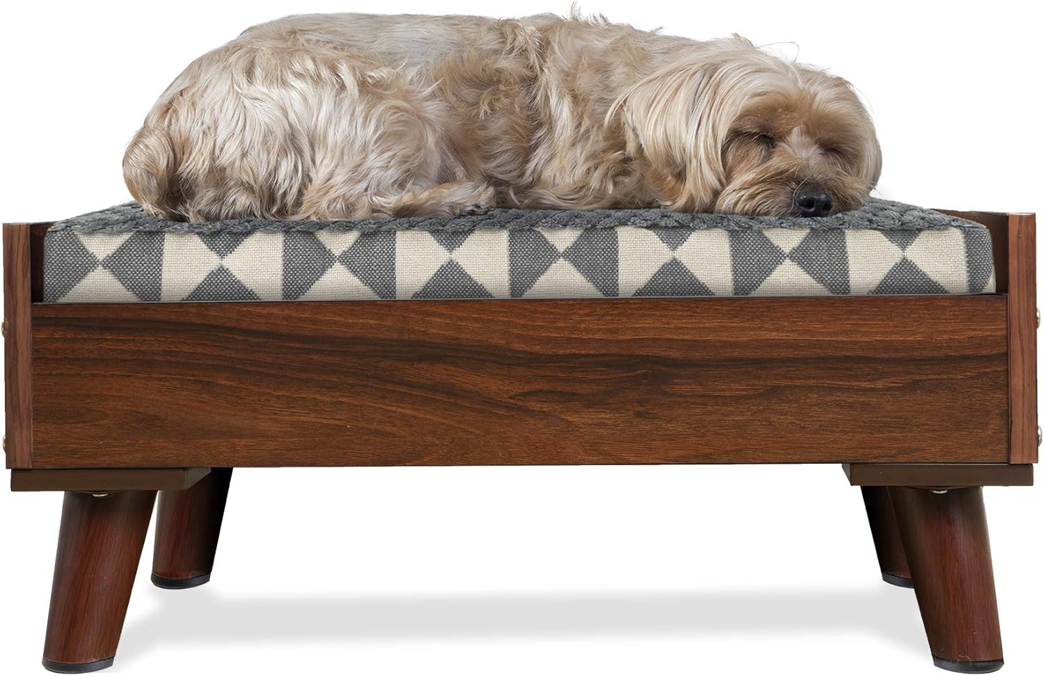 Furhaven Pet Furniture for Dogs and Cats - Mid-Century Modern Style Elevated Dog Bed Frame, Compatible with Furhaven Beds, Gray Wash, Large