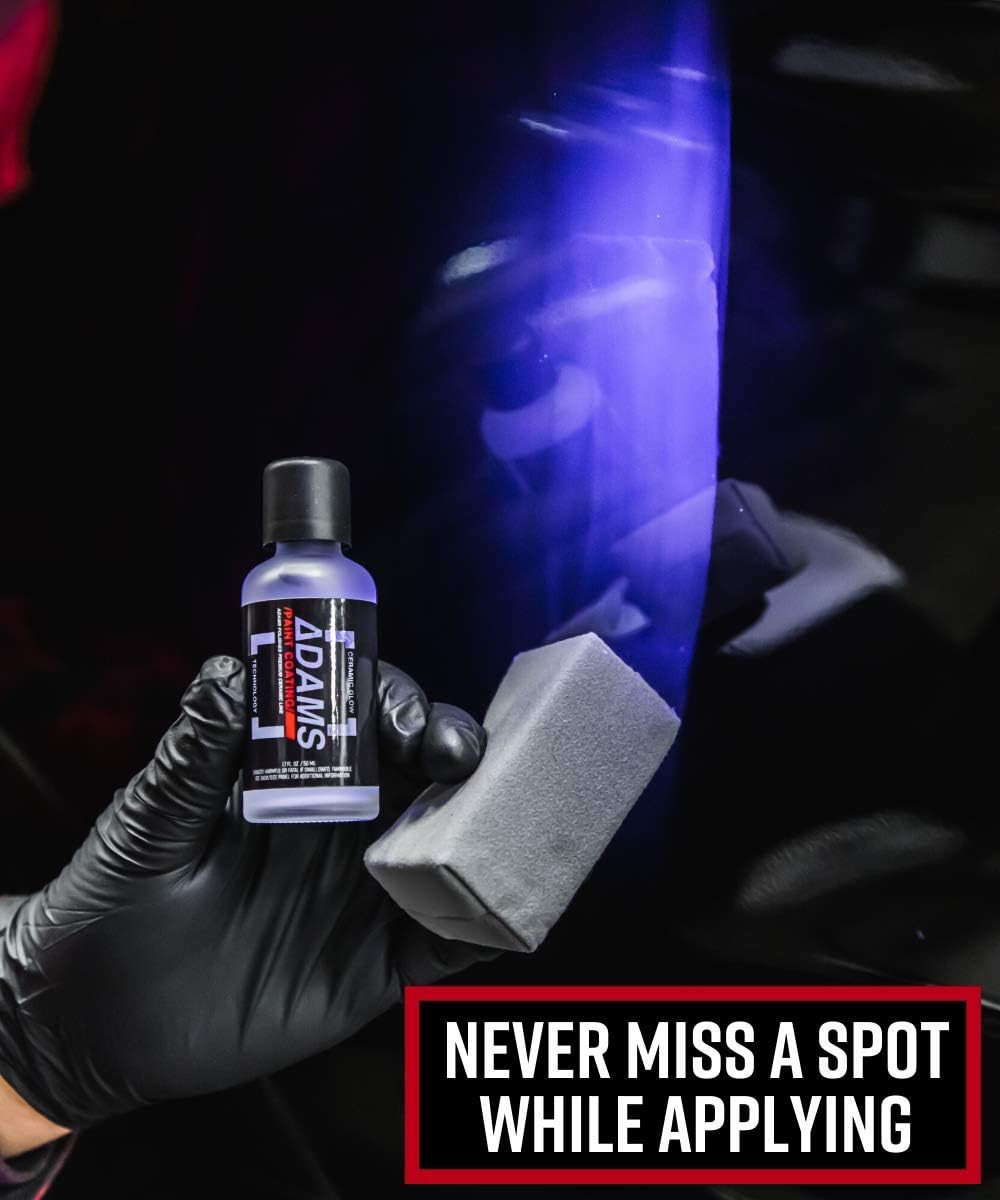Adam's UV Paint Ceramic Coating Complete Kit - 9H Ceramic Coating Kit W/UV Flashlight | 5+ Years of Protection | Apply After Car Wash Clay Bar Car Polisher | Car Detailing Kit Boat RV Motorcycle