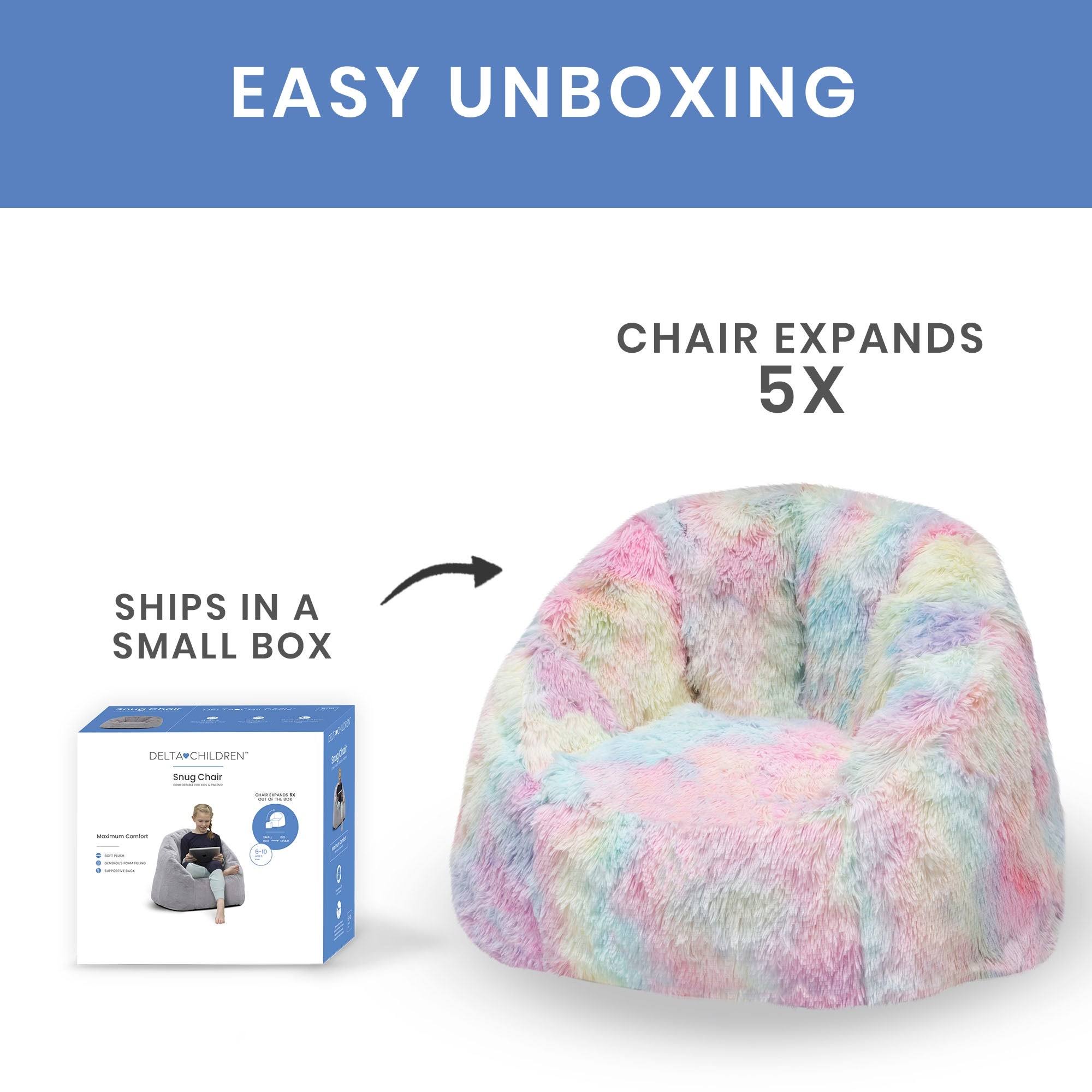 Delta Children Cozee Fluffy Chair, Kid Size for Kids Up to 10 Years Old - Tie Dye